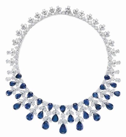 blue sapphire & diamonds necklace