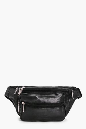 Lucia Zip Pocket Front Leather Bumbag | Boohoo