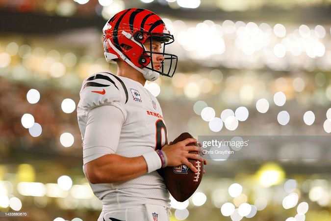 Joe Burrow of the Cincinnati Bengals looks on prior to the game... News Photo - Getty Images