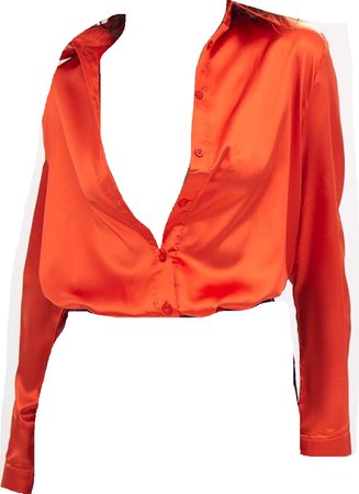 orange satin shirt top