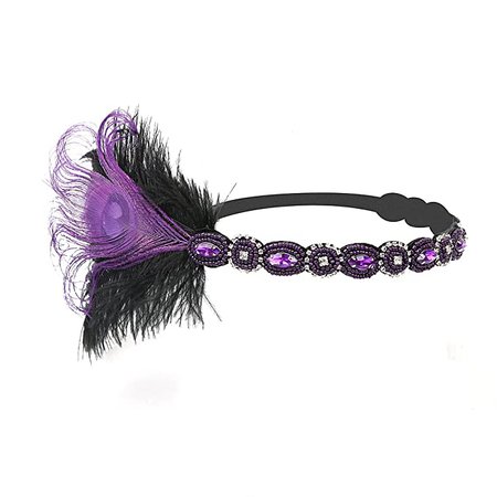 Amazon.com : 1920s Gatsby Flapper Feather Headband Roaring 20s Accessories Great Gatsby Hair Accessories for Women (purple-46) : Beauty