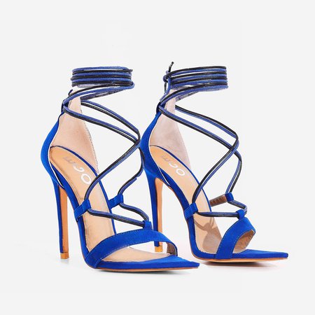 Azalea Double Lace Up Heel In Blue Faux Suede | EGO