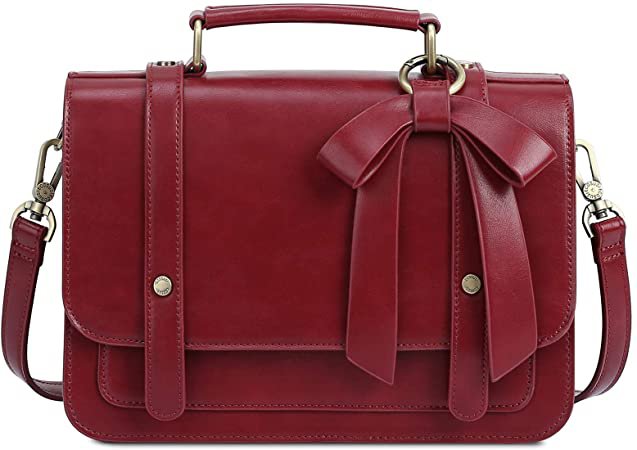 Amazon.com: ECOSUSI Small Crossbody Bags Vintage Satchel Work Bag Vegan Leather Shoulder Bag with Detachable Bow, Red: Computers & Accessories
