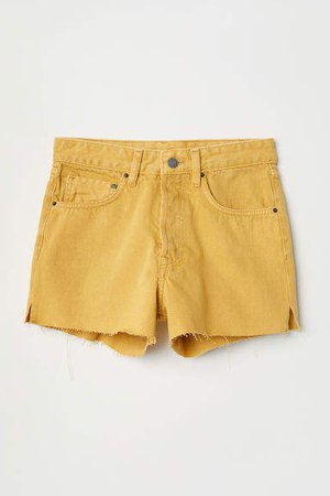Mom Fit Denim Shorts - Yellow