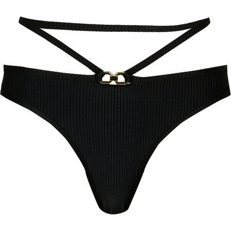Black strappy low rise bikini briefs | River Island