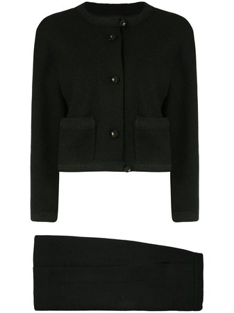 Chanel Pre-Owned Woven Collarless Skirt Suit - Farfetch