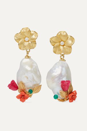 Coral Power gold vermeil multi-stone earrings | Of Rare Origin | NET-A-PORTER