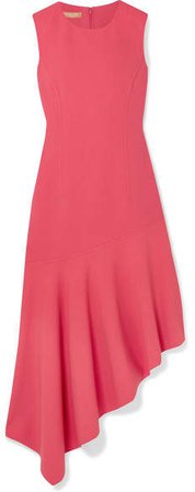 Asymmetric Wool-blend Midi Dress - Pink