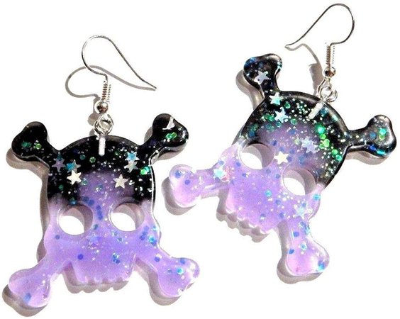 Amazon.com: Purple & Black Glitter Kitschy Skull Earrings on Hypoallergenic French Ear Hooks: Clothing, Shoes & Jewelry