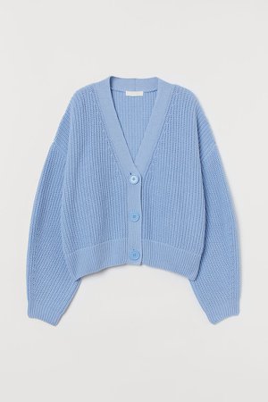 Rib-knit Cardigan - Blue