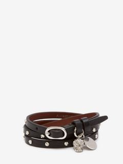Women's Black Double Wrap Studded Bracelet | Alexander McQueen