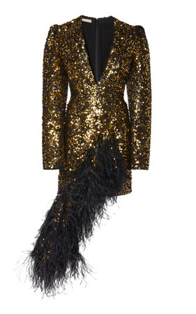 Feather-Trimmed Sequined Dress by Michael Kors Collection | Moda Operandi