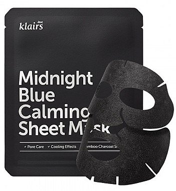 MAKEUP | Успокаивающая маска для лица - Klairs Midnight Blue Calming Sheet Mask – купить с доставкой по России