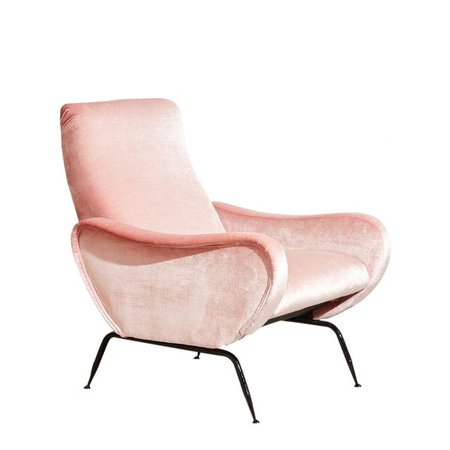 High-End Vintage 1970s Italian Pink Velvet Armchair | DECASO