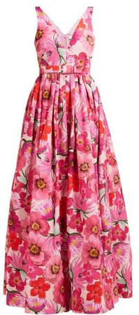 Isabella Floral Print Cotton Blend Maxi Dress - Womens - Pink Multi