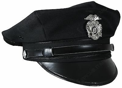 US Police 8 Point Visor Cap - Black Vintage American Force Officer Hat All Sizes | eBay