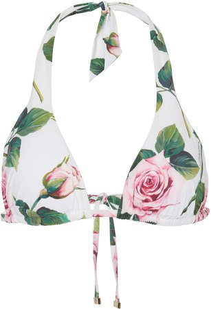 Floral-Print Halterneck Bikini Top