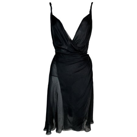 C. 1999 Gianni Versace Sheer Black Silk Long Gown Dress For Sale at 1stDibs