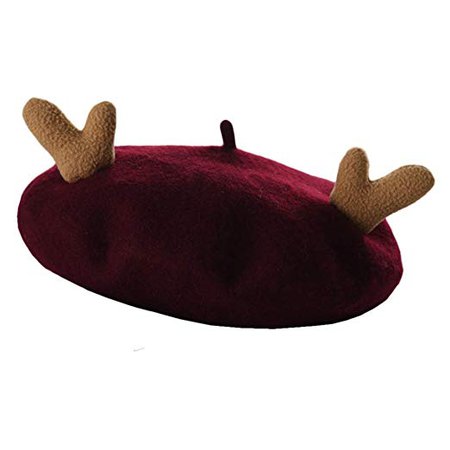 Himifashion Deer Horn Woolen Beret Ladies Winter Hat (Lilac): Amazon.co.uk: Clothing