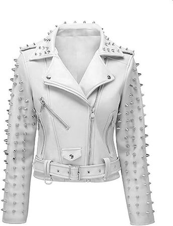 Amazon.com: PEARLROCKS Womens Pink Studded Leather Jacket | Girls Star Style Rockstar Studded Goth Punk Biker Jacket : Clothing, Shoes & Jewelry