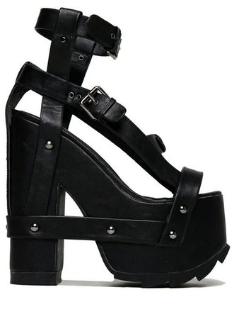 black platform heels