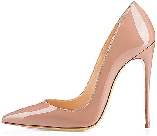 Amazon.com | Kmeioo High Heels, Women's Pointed Toe High Heel Slip On Stiletto Pumps Evening Party Basic Shoes Plus Size-Nude 6.5 M US | Pumps