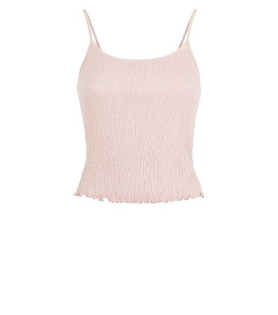 Pink Shirred Frill Trim Cami | New Look