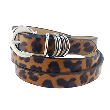 Skinny Patent Leopard Print Belt at Amazon Women’s Clothing store: