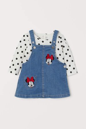 Bib Overall Dress and Top - Blue