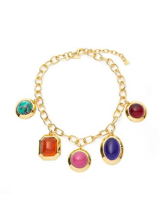 Shop Lele Sadoughi Bezel Jewel 14K-Gold-Plated, Stone, & Resin Charm Necklace | Saks Fifth Avenue