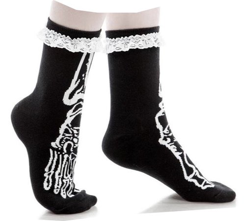 skeleton ruffle socks