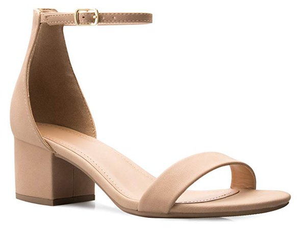 Amazon.com | OLIVIA K Women's Ankle Strap Kitten Heel ? Adorable Low Block Metal Heel | Heeled Sandals
