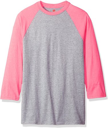 Amazon.com: Hanes Men's X-Temp Raglan Baseball Tee, Light Steel/Neon Pink, X-Large: Clothing