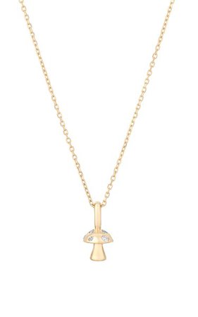 14k Yellow Gold Enchanted Diamond Mushroom Necklace By Adina Reyter | Moda Operandi