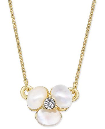 kate spade new york Gold-Tone Pavé & Mother-of-Pearl Flower Pendant Necklace & Reviews - Necklaces - Jewelry & Watches - Macy's