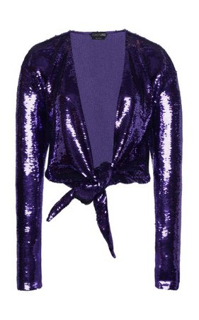 Tie-Front Sequined Amethyst Crop Top By Tom Ford | Moda Operandi