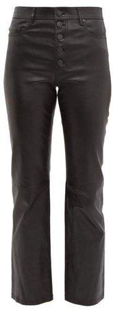 Den Leather Kick Flare Trousers - Womens - Black
