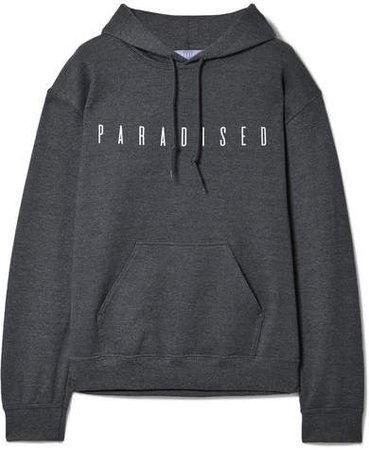 Paradised - Printed Cotton-blend Jersey Hooded Top - Anthracite