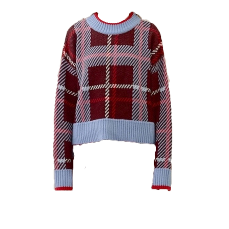 EYEYE | CHECKED SIDE VENT WOOL-BLENDED KNIT TOP