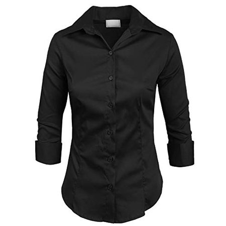 black button down shirt women - Google Search