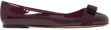 Varina Bow-embellished Patent-leather Ballet Flats - Burgundy