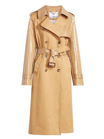 Paco Rabanne PVC Mixed Belted Trench Coat | SaksFifthAvenue