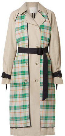 Hani Convertible Check-paneled Cotton-twill Trench Coat - Beige