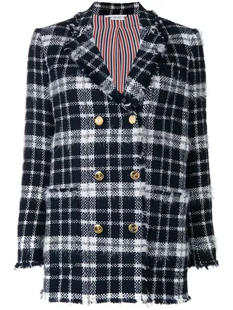 Thom Browne Thom Browne Tartan Tweed Sack Jacket - Farfetch