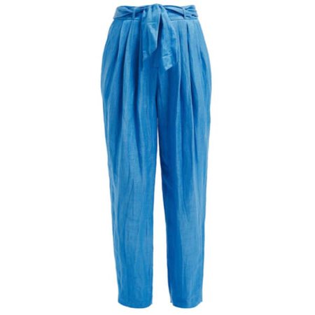 Orquidea Blue Linen Paperbag Trousers | WtR | Wolf & Badger