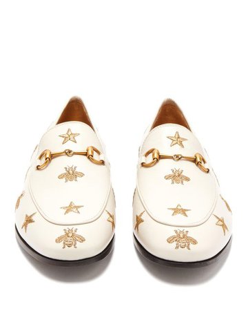 Gucci New Jordaan Embroidered Leather Loafers - Lyst