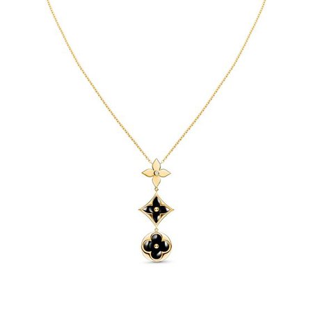 Louis Vuitton® Color Blossom Lariat Necklace, Yellow Gold, Onyx And Diamond