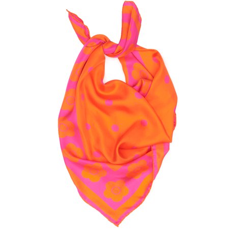 Mary Quant orange square silk scarf - Scarves - Fashion