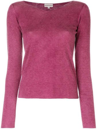 PRE-OWNED long sleeve V-neck knitted top