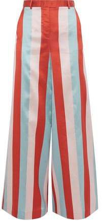 Striped Satin-twill Wide-leg Pants